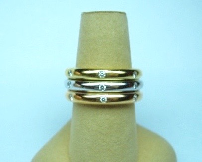 Three Colours Gold Ring with Diamond